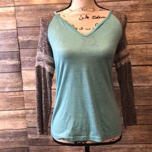 Moa Moa turquoise burnout tee, size xs